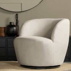 Basilicana Lounge Einzelsessel Offwhite in modernem Design Sockel drehbar