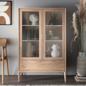 Dreaming Forest Esszimmer Highboard Vitrine im Skandi Design Wildeiche Massivholz