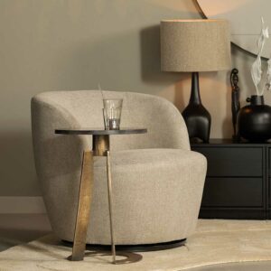 Basilicana Drehbarer Lounge Sessel in Beige Bezug aus Webstoff