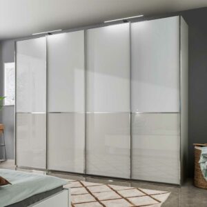 Franco Möbel Schlafzimmerkleiderschrank in Weiß und Hellgrau 300 cm breit