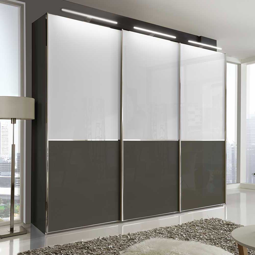 Franco Möbel Design Schwebetürenschrank in Braun und Weiß 280 cm breit
