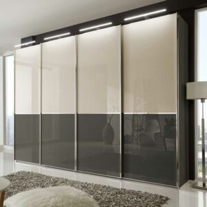Franco Möbel Design Schwebetürenschrank in Creme Weiß und Braun 400 cm breit