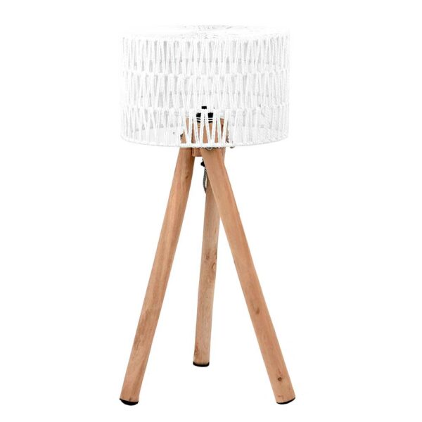 Möbel Exclusive Tischleuchte mit Kordel Schirm in Weiß Massivholz Beinen