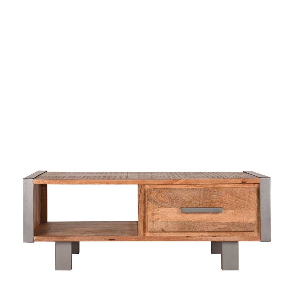 Möbel Exclusive Sofatisch aus Mangobaum Massivholz und Metall 120 cm breit