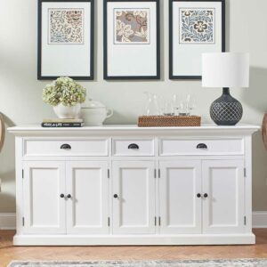 Life Meubles Weißes Sideboard teilmassiv 180 cm breit