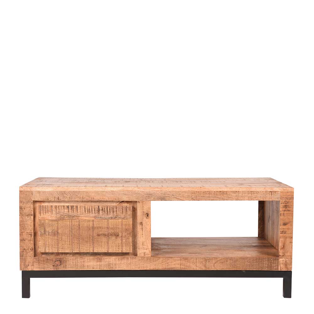 Möbel Exclusive Wohnzimmertisch aus Mangobaum Massivholz und Metall 110 cm breit