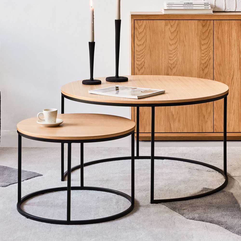 4Home Salontisch Set im Skandi Design runder Tischplatte (zweiteilig)