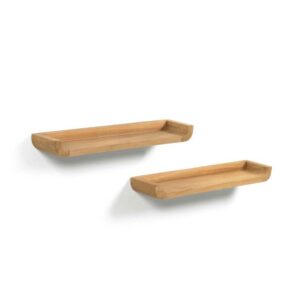 4Home Massivholzregal Set aus Teak 50 cm breit - 12 cm tief (2er Set)