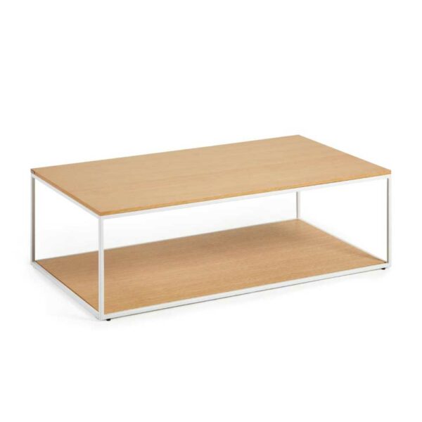 4Home Wohnzimmer Tisch in Eichefarben und Weiß flacher Bodenplatte