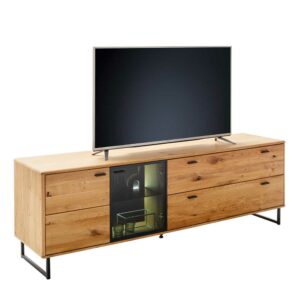 TopDesign TV Sideboard Wildeiche Glastür Anthrazit zwei Schubladen