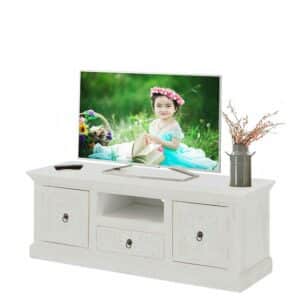 Möbel4Life Fernsehlowboard weiß aus Mangobaum Massivholz Landhausstil