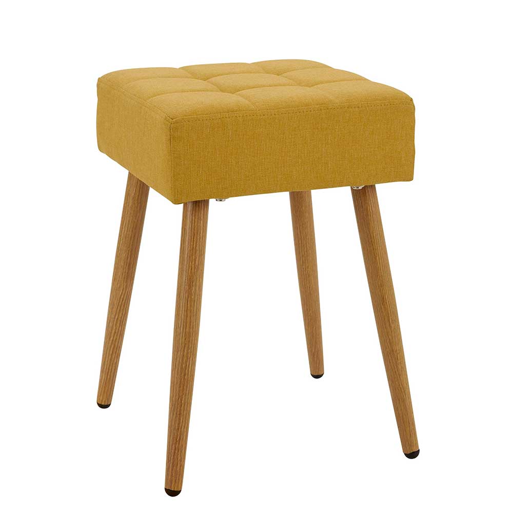 Möbel4Life Retro Hocker in Gelb und Eichefarben 47 cm Sitzhöhe