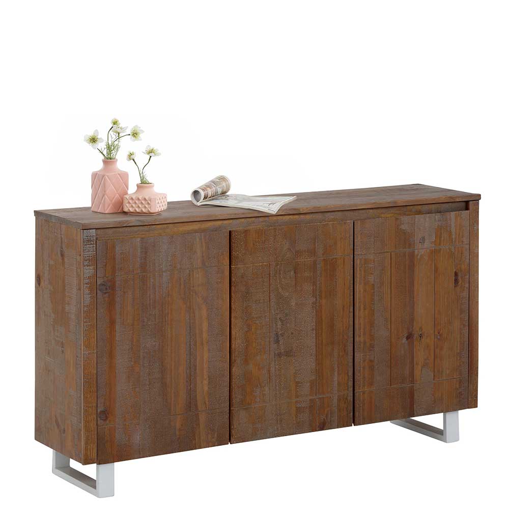 Möbel4Life Modernes Sideboard in Kiefer dunkel Bügelgestell aus Metall