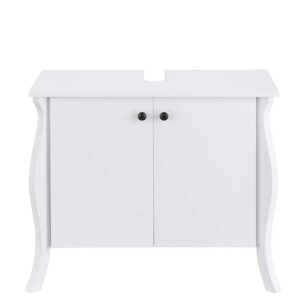 Möbel4Life Weißer Waschbeckenunterschrank mit zwei Türen Barockstil