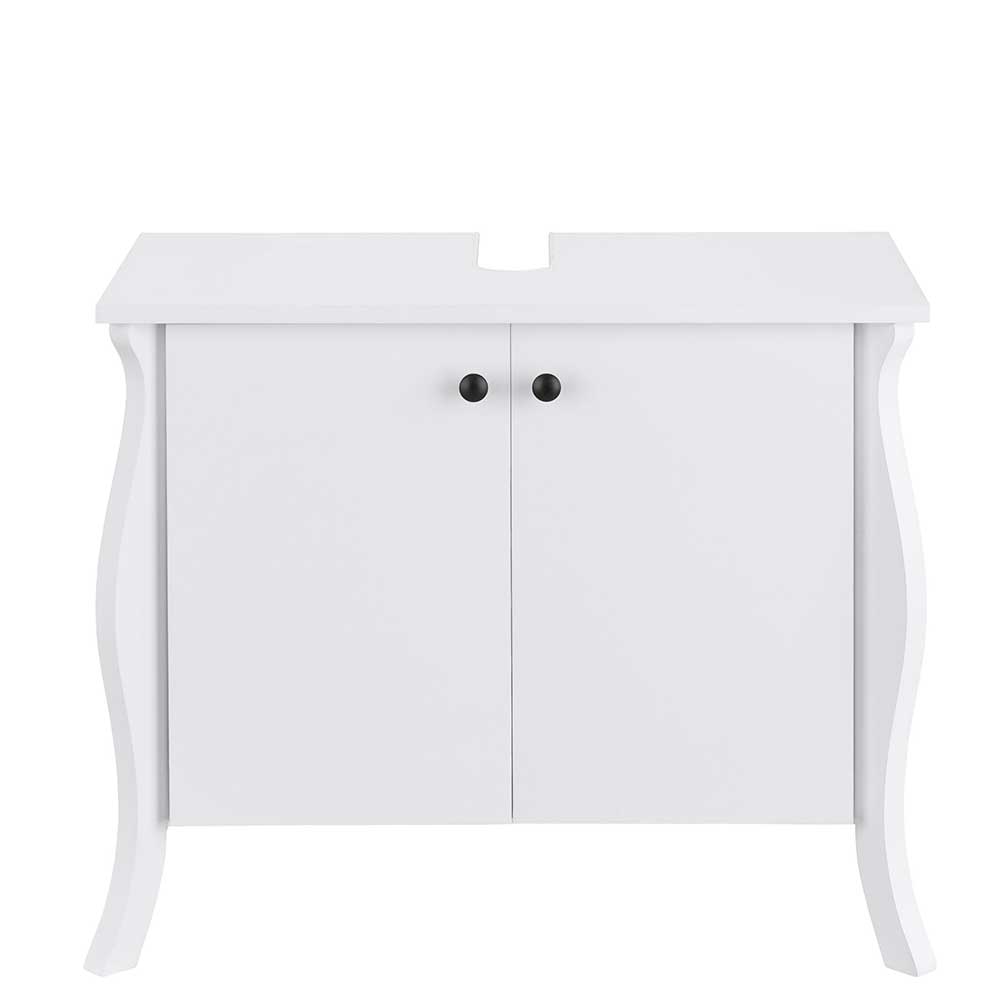 Möbel4Life Weißer Waschbeckenunterschrank mit zwei Türen Barockstil