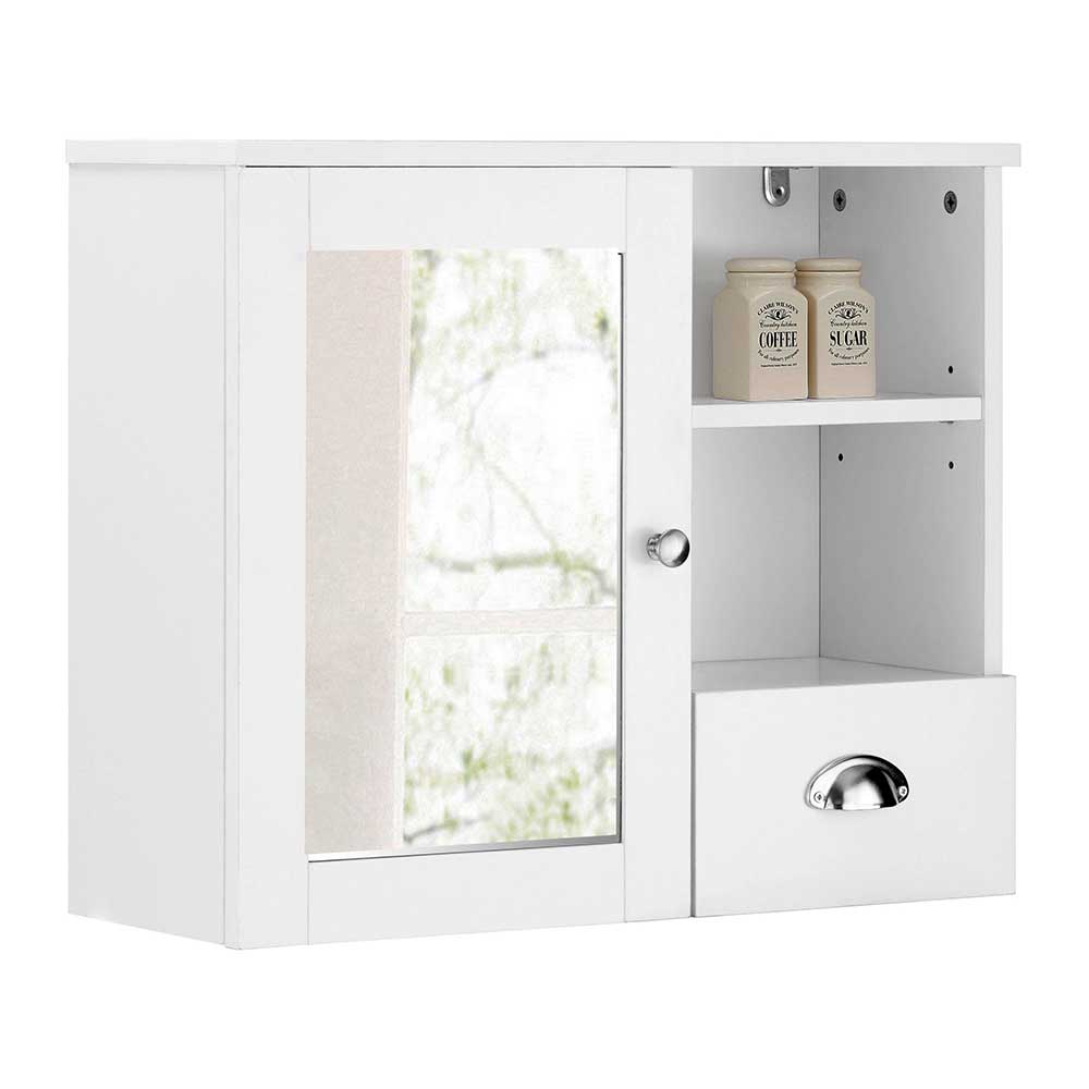 Möbel4Life Kleiner Spiegelschrank in Weiß Tür und Regal