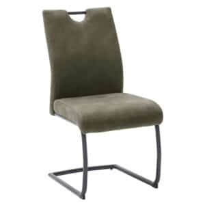 TopDesign Freischwinger Stühle mit hoher Lehne und Griff Oliv Grün Microfaser (2er Set)