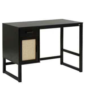Möbel4Life Schreibtisch in Kiefer dunkel mit Rattangeflecht 110 cm breit