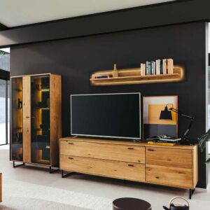 TopDesign TV Wohnwand Wildeiche hochwertiges Material modernem Design (dreiteilig)