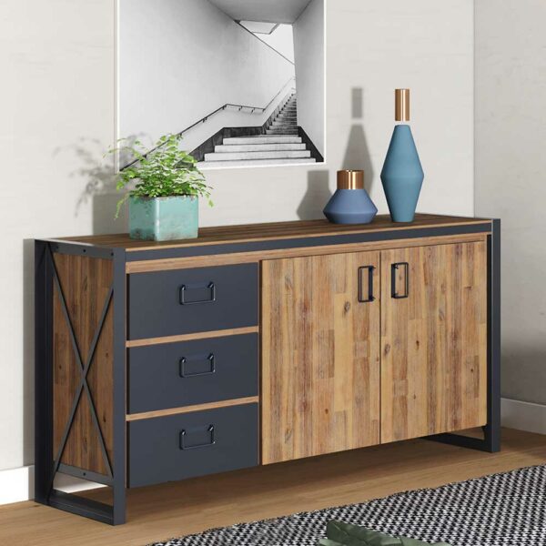 Life Meubles Esszimmersideboard montiert aus Akazie Massivholz und Metall 150 cm breit