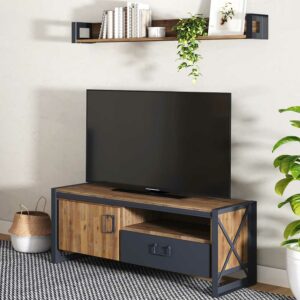 Life Meubles Fernsehunterschrank im Industry und Loft Stil Akazie Massivholz und Metall