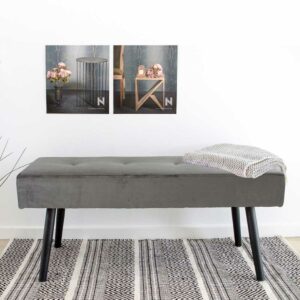 4Home Schlafzimmerbank in Grau Samt 100 cm breit