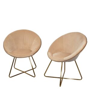 Möbel4Life Esstisch Sessel in Creme Weiß und Goldfarben Retrostil