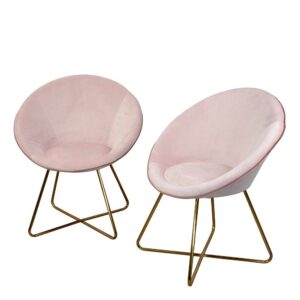 Möbel4Life Retro Esstisch Sessel in Rosa und Goldfarben Samtbezug