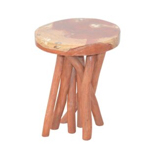 Möbel4Life Beistelltischchen aus Teak Massivholz organisch geformt