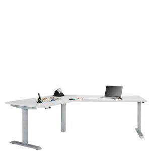 Müllermöbel Höhenverstellbarer Schreibtisch in Weiß und Grau Made in Germany