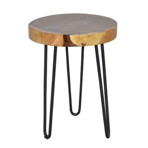 Möbel4Life Holztisch aus Mungur Massivholz und Eisen rund