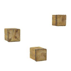 Möbel4Life Deko Hängeregal Set aus Tanne Massivholz und Metall quadratisch (dreiteilig)