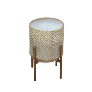 Möbel4Life Pflanzentisch in Goldfarben und Creme Weiß modern