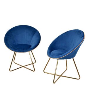 Möbel4Life Tischsessel in Blau und Goldfarben Retrostil