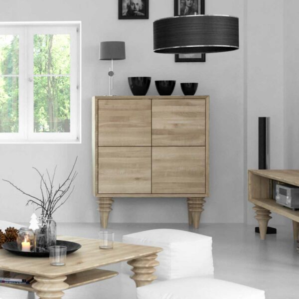 Basilicana Highboard aus Wildeiche massiv weiß geölt