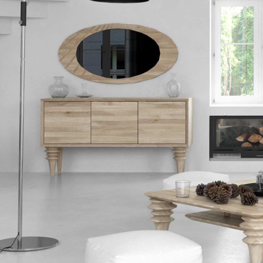 Basilicana Massivholz Sideboard aus Wildeiche weiß geölt Landhaus