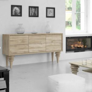 Basilicana Schubladen Sideboard aus Wildeiche Massivholz weiß geölt