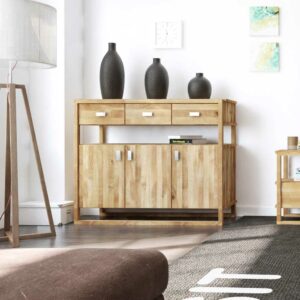 Basilicana Design Sideboard aus Wildeiche Massivholz 100 cm hoch