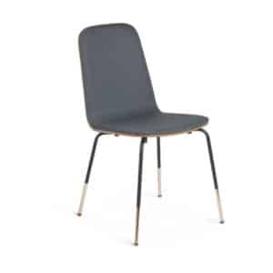 4Home 4 Stühle aus Schichtholz und Metall Webstoff in Grau bezogen (4er Set)