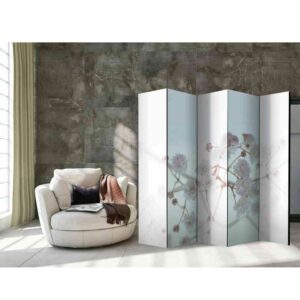 4Home Raumteiler Paravent mit Blumen Motiv Weiß