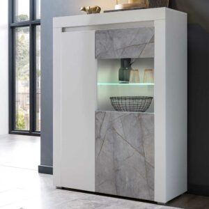 Brandolf Esszimmer Vitrine Highboard in Weiß Grau