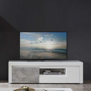 Brandolf 180 cm TV Lowboard in Weiß & Grau einer Schublade