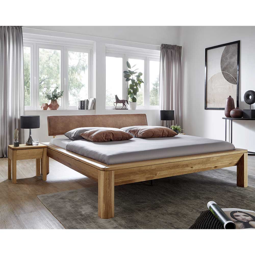 Basilicana Wildeiche Bettsystem aus Massivholz Vierfußgestell aus Holz