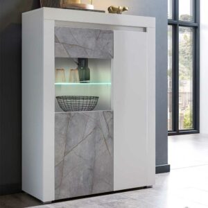 Brandolf Esszimmer Highboard Vitrine in Weiß Grau