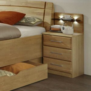 Franco Möbel Bett Kommode aus Erle LED Beleuchtung