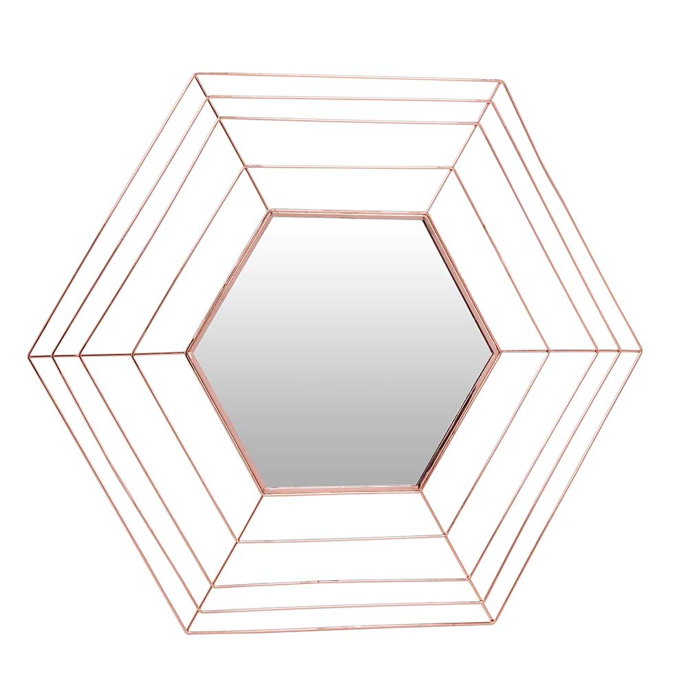 Doncosmo Flurspiegel in Kupferfarben Metall sechseckig