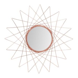 Doncosmo Garderoben Spiegel mit Metallrahmen in Kupferfarben rund