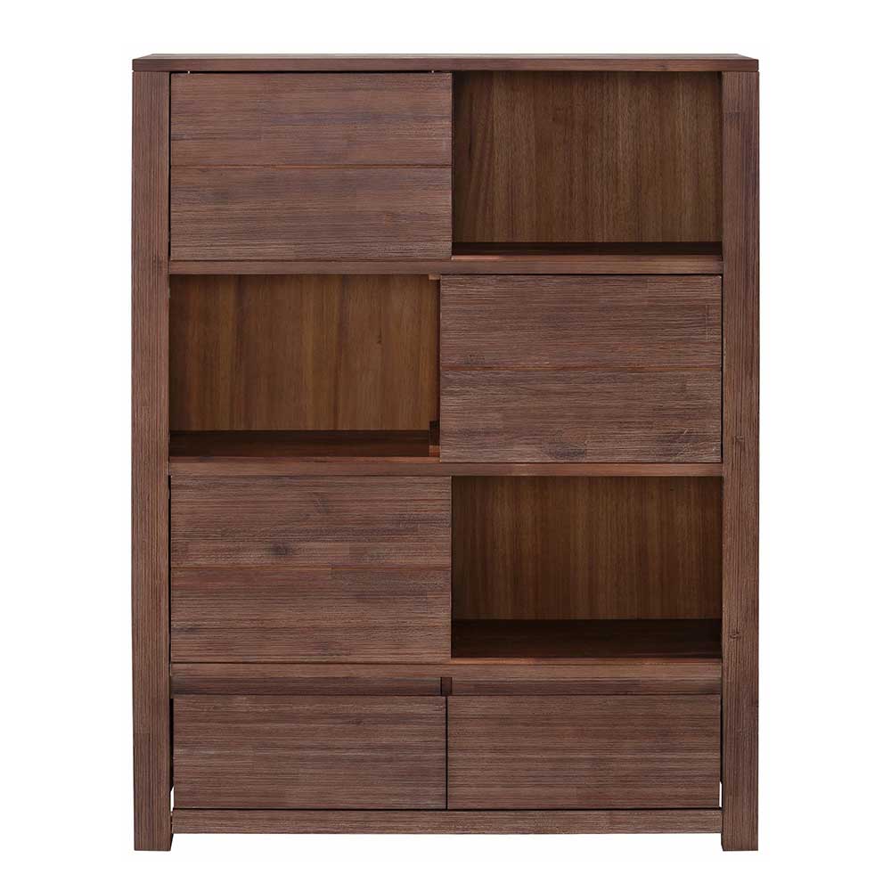 Möbel4Life Schiebetüren Highboard aus Akazie Massivholz 100 cm breit