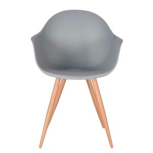 Möbel Exclusive Esstisch Stuhl in Grau Kunststoff Metallgestell in Eiche Optik (2er Set)