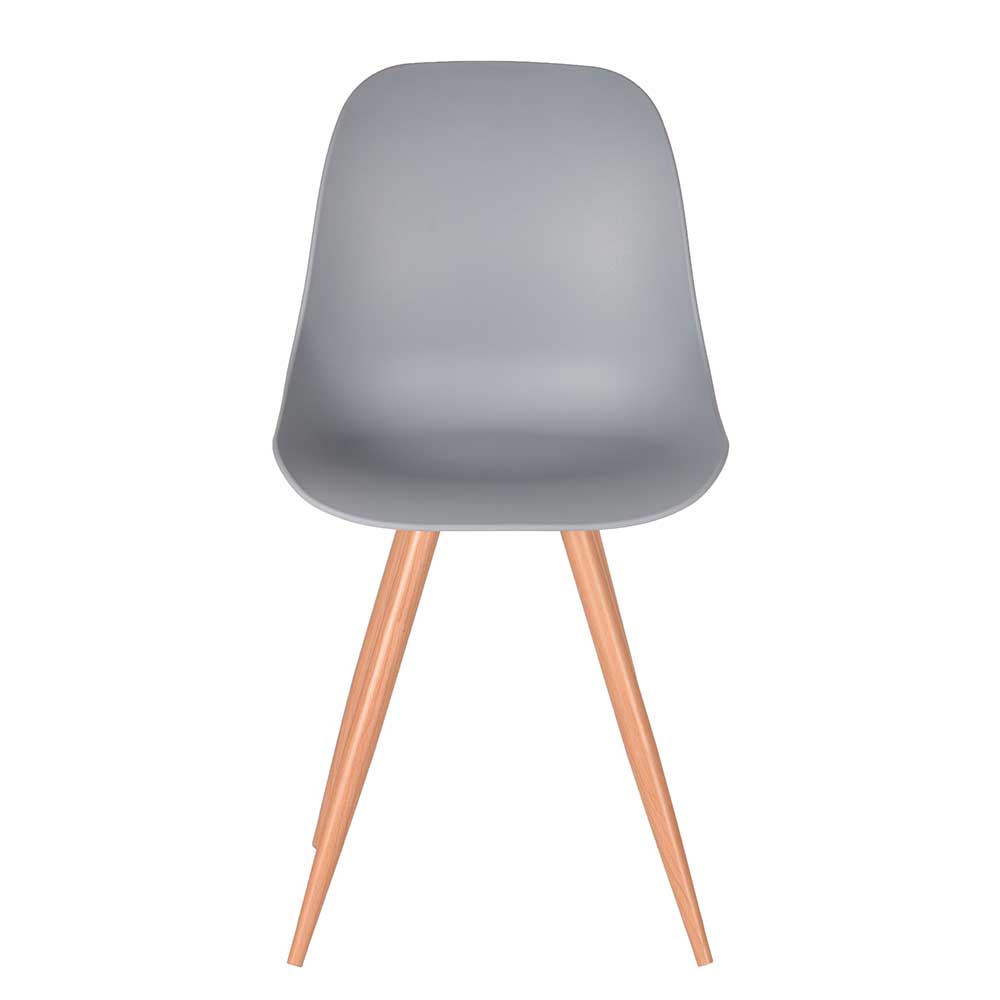 Möbel Exclusive Esszimmer Stuhl in Grau Kunststoff Metallgestell in Eiche Optik (2er Set)